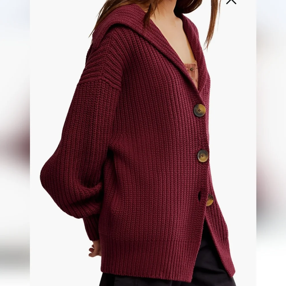 Free PEOPLE Sweater In CABERNET - Picture 2 of 5